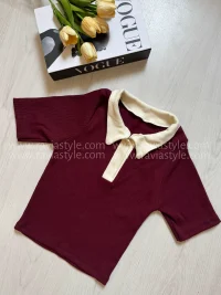 تیشرت یقه شکاری ناهمرنگ